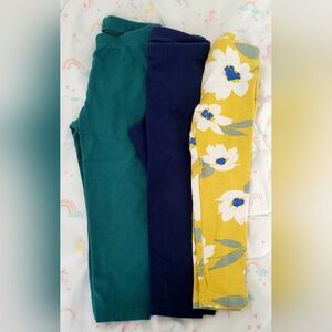 Girls Floral and Solid Leggings Set 2T